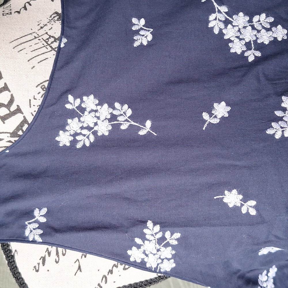 NWT Ann Taylor Embroidered Floral Mido Dress Navy Blue & White Plus Size 16 - Picture 5 of 16